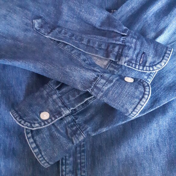 CHAP'S Ralph Lauren SZ M Faded Denim 100% Cotton Button Down Men's Shirt - Picture 5 of 13
